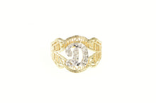 Load image into Gallery viewer, 10K D Diamond Filigree Scalloped Statement Ring Yellow Gold