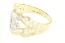 Load image into Gallery viewer, 10K D Diamond Filigree Scalloped Statement Ring Yellow Gold