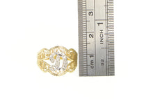 Load image into Gallery viewer, 10K D Diamond Filigree Scalloped Statement Ring Yellow Gold