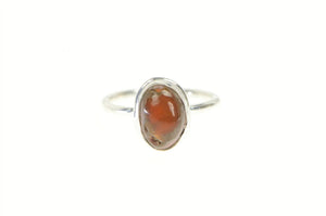 Sterling Silver Mexican Fire Opal Cabochon Bezel Vintage Ring
