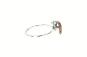 Sterling Silver Mexican Fire Opal Cabochon Bezel Vintage Ring