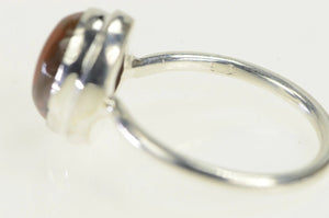 Sterling Silver Mexican Fire Opal Cabochon Bezel Vintage Ring