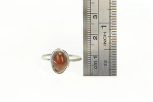 Sterling Silver Mexican Fire Opal Cabochon Bezel Vintage Ring