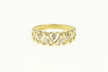 Load image into Gallery viewer, 14K Diamond Heart Wavy Pattern Band Love Ring Yellow Gold