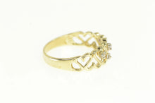 Load image into Gallery viewer, 14K Diamond Heart Wavy Pattern Band Love Ring Yellow Gold