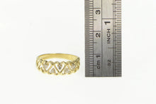Load image into Gallery viewer, 14K Diamond Heart Wavy Pattern Band Love Ring Yellow Gold