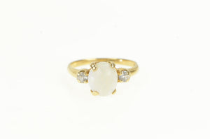 14K 1950's Opal CZ Accent Vintage Statement Ring Yellow Gold