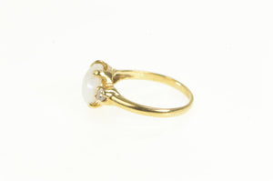 14K 1950's Opal CZ Accent Vintage Statement Ring Yellow Gold