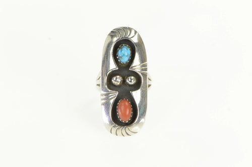 Sterling Silver Phillip White Ntv. American Coral Turquiose Ring