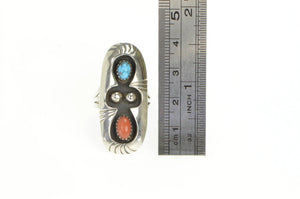Sterling Silver Phillip White Ntv. American Coral Turquiose Ring