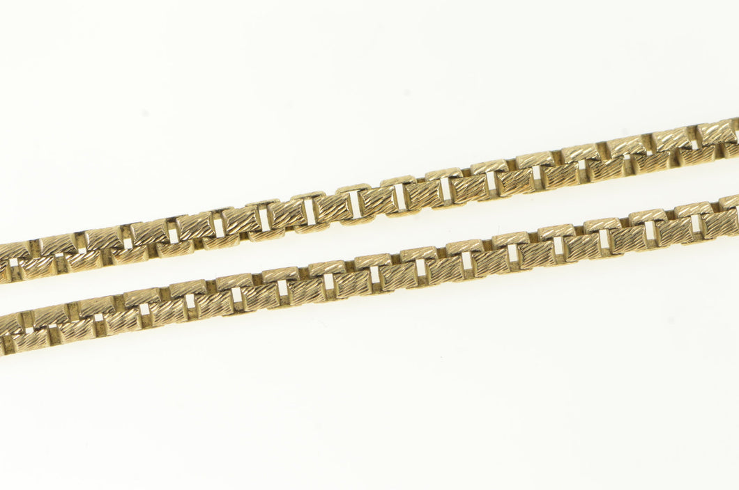 Sterling Silver Grooved Textured Rounded Box Link Chain Necklace 24