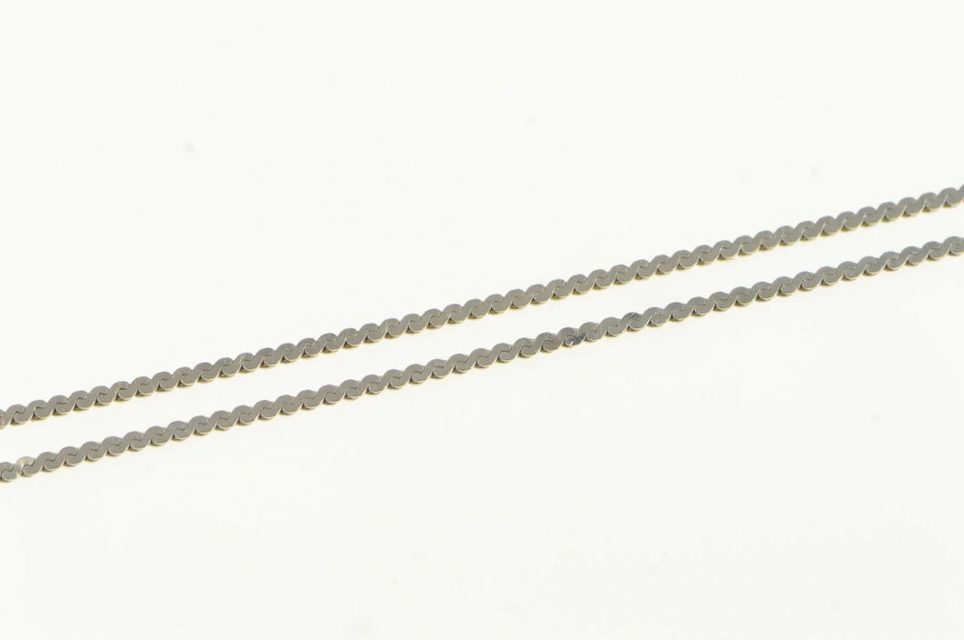 14K 1.2mm Serpentine Retro Wavy Flat Chain Necklace 15