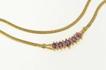 Load image into Gallery viewer, 14K Marquise Natural Ruby Diamond Herringbone Necklace 16.25&quot; Yellow Gold