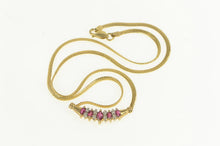 Load image into Gallery viewer, 14K Marquise Natural Ruby Diamond Herringbone Necklace 16.25&quot; Yellow Gold