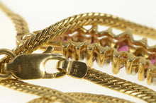 Load image into Gallery viewer, 14K Marquise Natural Ruby Diamond Herringbone Necklace 16.25&quot; Yellow Gold