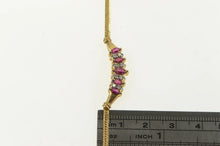 Load image into Gallery viewer, 14K Marquise Natural Ruby Diamond Herringbone Necklace 16.25&quot; Yellow Gold