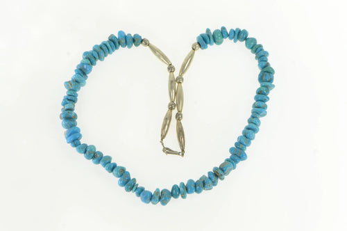 Sterling Silver Native American Navajo Turquoise Beaded Necklace 19