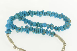 Sterling Silver Native American Navajo Turquoise Beaded Necklace 19"
