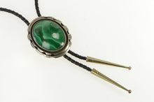 Load image into Gallery viewer, Sterling Silver Oval Malachite Native American Leather Bolo Necklace 34&quot;