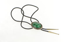 Load image into Gallery viewer, Sterling Silver Oval Malachite Native American Leather Bolo Necklace 34&quot;