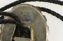 Load image into Gallery viewer, Sterling Silver Oval Malachite Native American Leather Bolo Necklace 34&quot;