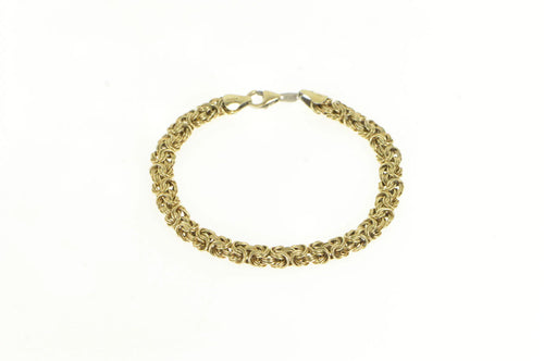 Gold Filled 6.7mm Byzantine Link Woven Fancy Chain Necklace 7.5