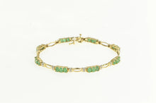 Load image into Gallery viewer, 14K Natural Emerald Diamond Accent Ornate Tennis Bracelet 7.25&quot; Yellow Gold
