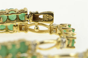 14K Natural Emerald Diamond Accent Ornate Tennis Bracelet 7.25" Yellow Gold