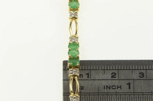 Load image into Gallery viewer, 14K Natural Emerald Diamond Accent Ornate Tennis Bracelet 7.25&quot; Yellow Gold