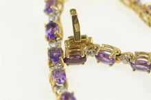 Load image into Gallery viewer, 14K Oval Amethyst Diamond Accent Vintage Tennis Bracelet 7&quot; Yellow Gold