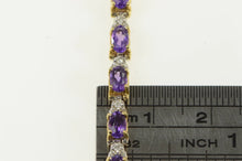 Load image into Gallery viewer, 14K Oval Amethyst Diamond Accent Vintage Tennis Bracelet 7&quot; Yellow Gold