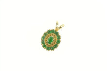 Load image into Gallery viewer, 14K Oval Emerald Halo Vintage Slide Charm Pendant Yellow Gold