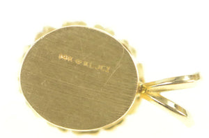 14K Oval Emerald Halo Vintage Slide Charm Pendant Yellow Gold