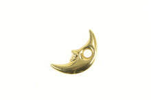 Load image into Gallery viewer, 14K Crescent Moon Face Puffy Vintage Slide Pendant Yellow Gold