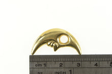 Load image into Gallery viewer, 14K Crescent Moon Face Puffy Vintage Slide Pendant Yellow Gold