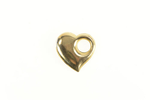 14K Curvy Heart Puffy Love Symbol Romantic Pendant Yellow Gold