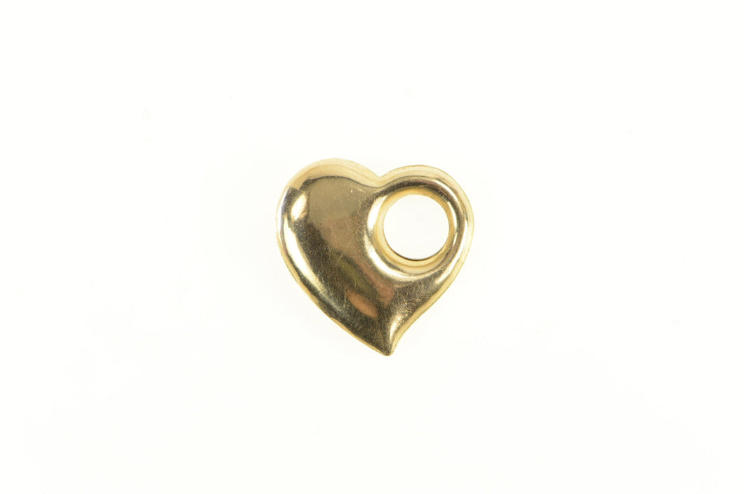 14K Curvy Heart Puffy Love Symbol Romantic Pendant Yellow Gold