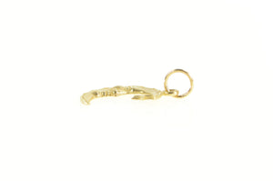 14K Diamond Cut Crescent Moon Star Space Charm/Pendant Yellow Gold