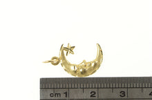 Load image into Gallery viewer, 14K Diamond Cut Crescent Moon Star Space Charm/Pendant Yellow Gold
