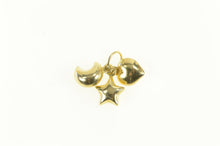 Load image into Gallery viewer, 14K Puffy Heart Star Moon Celestial Motif Cluster Charm/Pendant Yellow Gold