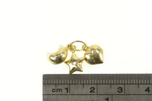 Load image into Gallery viewer, 14K Puffy Heart Star Moon Celestial Motif Cluster Charm/Pendant Yellow Gold