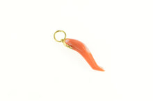 Load image into Gallery viewer, 14K Victorian Coral Traditional Italian Horn Charm/Pendant Yellow Gold