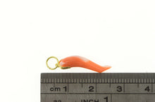 Load image into Gallery viewer, 14K Victorian Coral Traditional Italian Horn Charm/Pendant Yellow Gold