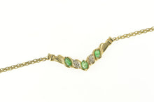 Load image into Gallery viewer, 10K Natural Emerald Diamond Chevron Chain Necklace 17&quot; Yellow Gold