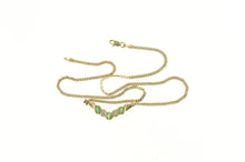 Load image into Gallery viewer, 10K Natural Emerald Diamond Chevron Chain Necklace 17&quot; Yellow Gold