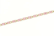Load image into Gallery viewer, 10K Oval Pink Cubic Zirconia Vintage Retro Chain Bracelet 6.5&quot; Yellow Gold