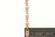 Load image into Gallery viewer, 10K Oval Pink Cubic Zirconia Vintage Retro Chain Bracelet 6.5&quot; Yellow Gold