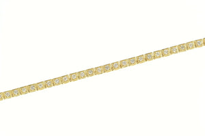 14K 2.50 Ctw Classic Diamond Vintage Tennis Necklace 16" Yellow Gold