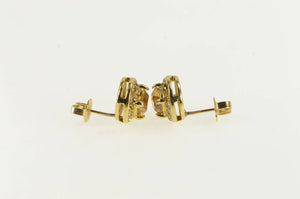 14K Round Citrine Halo Vintage Statement Stud Earrings Yellow Gold