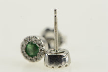 Load image into Gallery viewer, 14K 1950&#39;s 0.53 Ctw Emerald Diamond Halo Stud Earrings White Gold